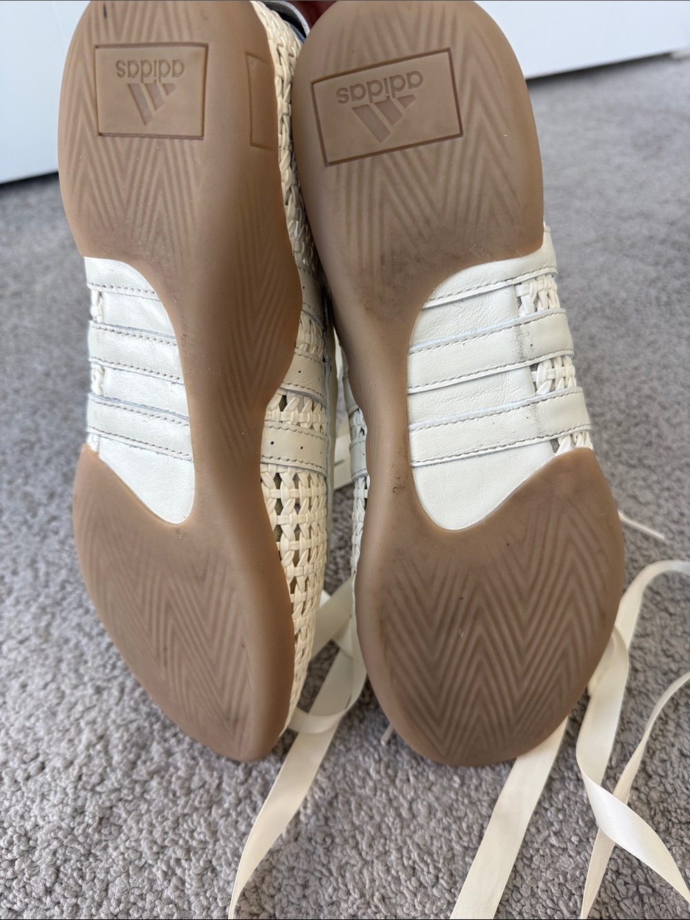 adidas Taekwondo Mei Cream Woven Ballet Flats with Ribbon Ties - Picture 8 of 8